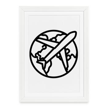Voyage Monde - Affiche encadrée (27 × 37 cm) - blanc - Devant