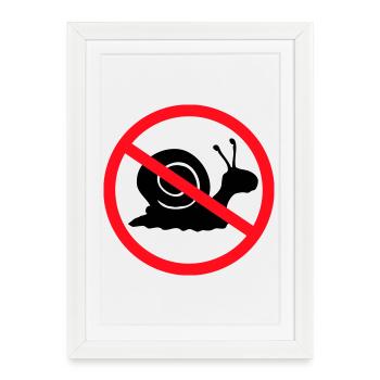 Panneau d'interdiction d'escargots sans préavis - Affiche encadrée (27 × 37 cm) - blanc - Devant