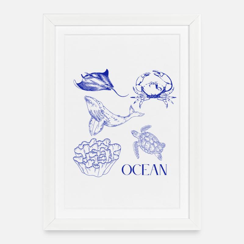 OCEAN WAVE - Gerahmtes Poster (27 × 37 cm) - Weiß