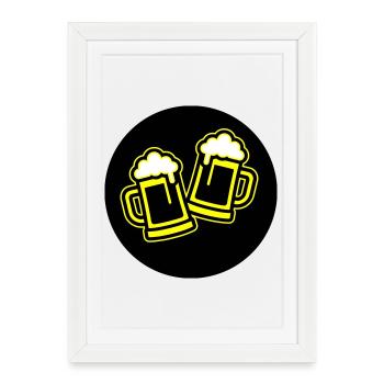 Toast à la bière symbole Chope à bière - Affiche encadrée (27 × 37 cm) - blanc - Devant