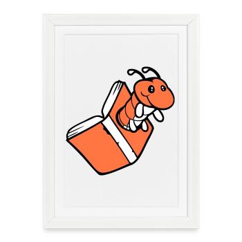rat de bibliothèque chenille nerd trou de livre geek ver lire - Affiche encadrée (27 × 37 cm) - blanc - Devant