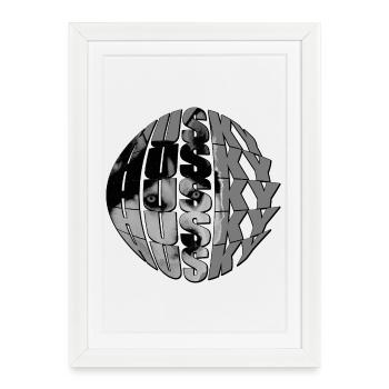 Wolf face in globe design - Framed poster (27 × 37 cm) - white - Front