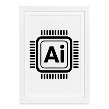 Puce AI - Conception technologique cool - Affiche encadrée (27 × 37 cm) - blanc - Devant