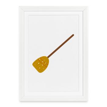 Balai de sorcière étoilé aux couleurs d’automne - Affiche encadrée (27 × 37 cm) - blanc - Devant