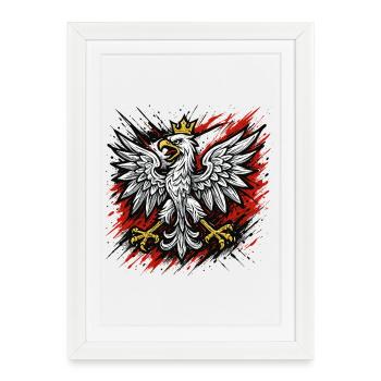 Pologne Polska Aigle drapeau patriotisme cadeau - Affiche encadrée (27 × 37 cm) - blanc - Devant