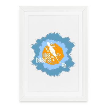 Lézard avec motif insulaire et motif de texte - Affiche encadrée (27 × 37 cm) - blanc - Devant
