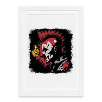 Scary clown and butterfly - Framed poster (27 × 37 cm) - white - Front