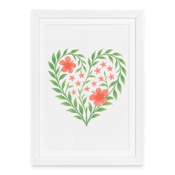 Coeur de fleur avec de délicates fleurs rouges - Affiche encadrée (27 × 37 cm) - blanc - Devant