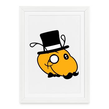 Caterpillar Sir Lord Rich Monocle Glasses Top Hat - Framed poster (27 × 37 cm) - white - Front