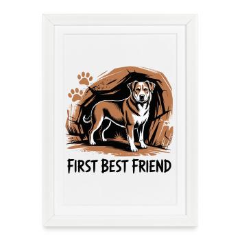 Premier meilleur ami - Affiche encadrée (27 × 37 cm) - blanc - Devant