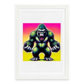 gorille - Affiche encadrée (27 × 37 cm) - blanc - Devant