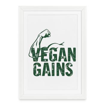 Vegan Gains Vegan Fitness Bodybuilding - Framed poster (27 × 37 cm) - white - Front