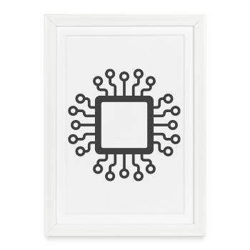 Microchip Circuit Icon Logo - Framed poster (27 × 37 cm) - white - Front