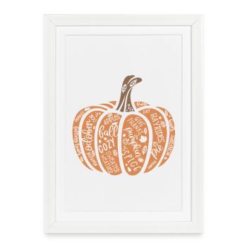 Motif citrouille joyeux Halloween - Affiche encadrée (27 × 37 cm) - blanc - Devant
