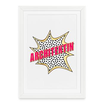 ARCHITECTE DE GESTION DE CONSTRUCTION POP-ART - Affiche encadrée (27 × 37 cm) - blanc - Devant