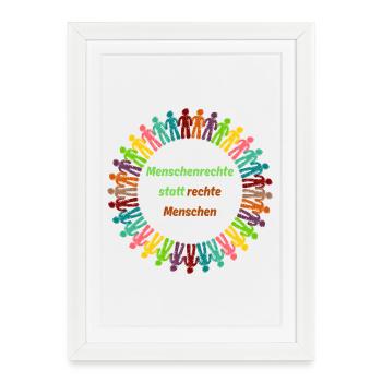 Human rights instead of right-wing people green - Framed poster (27 × 37 cm) - white - Front
