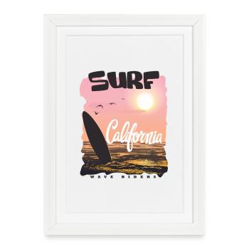 Californie Surfer Coucher de soleil - Affiche encadrée (27 × 37 cm) - blanc - Devant