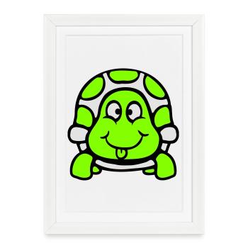 Turtle Tongue Sticking Out Naughty Funny Cool - Framed poster (27 × 37 cm) - white - Front