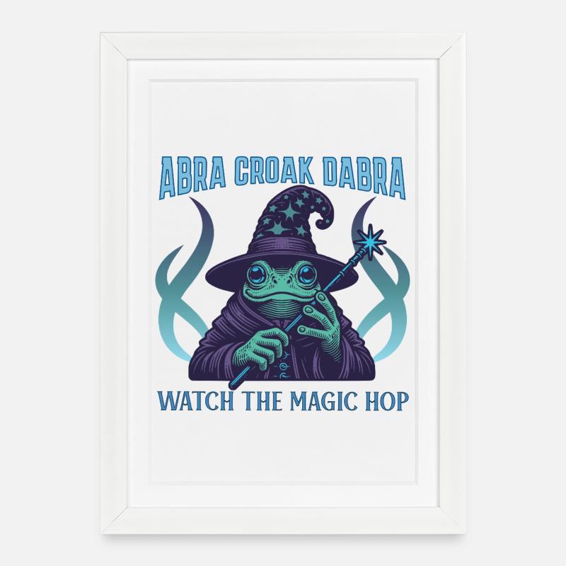 Mystical Frog Wizard T-Shirt Design - Affiche encadrée (27 × 37 cm) - blanc