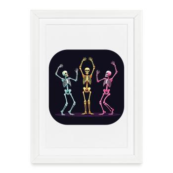 Danseuse squelette d’Halloween dansant - Affiche encadrée (27 × 37 cm) - blanc - Devant