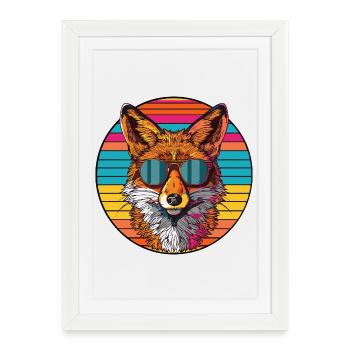Lunettes de soleil rétro Fox Illustration - Affiche encadrée (27 × 37 cm) - blanc - Devant