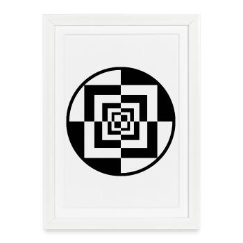 Tunnel en damier hypnotique - Affiche encadrée (27 × 37 cm) - blanc - Devant