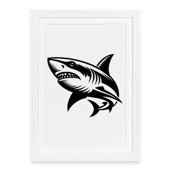 Grand tatouage de requin océanique pour plongeur - Affiche encadrée (27 × 37 cm) - blanc - Devant