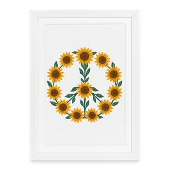 Symbole de paix du tournesol - Affiche encadrée (27 × 37 cm) - blanc - Devant