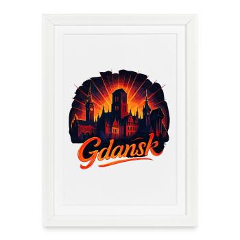 Danzig Gdańsk Goldene Stadt Ostsee Polen Geschenk - Gerahmtes Poster (27 × 37 cm) - Weiß - Vorne