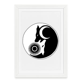 Wolves yin yang - Framed poster (27 × 37 cm) - white - Front