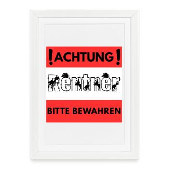 Attention pensioner design - Framed poster (27 × 37 cm) - white - Front