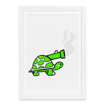 Turtle Tank Weapon Cannon Shoot Shot - Framed poster (27 × 37 cm) - white - Front