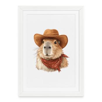 Cool Capybara Cowboy Hat - Framed poster (27 × 37 cm) - white - Front