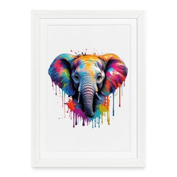 Vibrant Baby Elephant Art pour les vêtements - Affiche encadrée (27 × 37 cm) - blanc - Devant