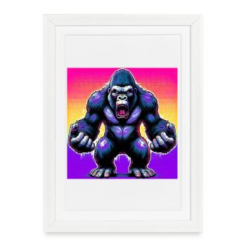 gorille - Affiche encadrée (27 × 37 cm) - blanc - Devant