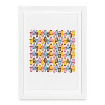 Cute kawaii figure patterns in pastel colors - Framed poster (27 × 37 cm) - white - Front