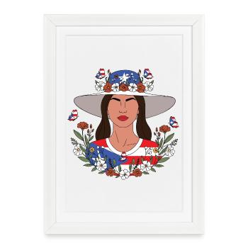 Fleurs Sauvages Fille Portoricaine - Affiche encadrée (27 × 37 cm) - blanc - Devant