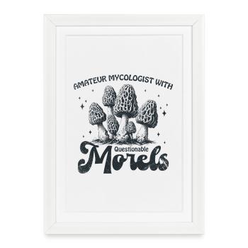 Mycologue amateur aux morilles douteuses - Affiche encadrée (27 × 37 cm) - blanc - Devant
