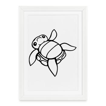 Turtle tipped over on its back helpless side cute - Framed poster (27 × 37 cm) - white - Front