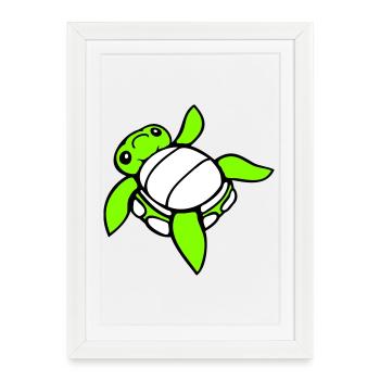 Turtle tipped over on its back helpless side cute - Framed poster (27 × 37 cm) - white - Front