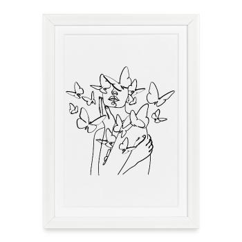 Dessin au trait de silhouette noire - Affiche encadrée (27 × 37 cm) - blanc - Devant