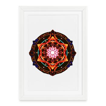 Cosmic Fire Mandala – Sacred Geometric Energy Art - Framed poster (27 × 37 cm) - white - Front