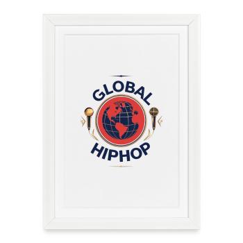 Global HipHop Globe Microphones - Framed poster (27 × 37 cm) - white - Front