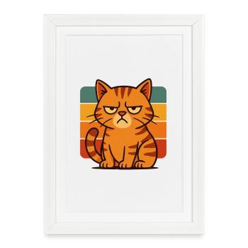 Kot zrzędny na retro pasach - Affiche encadrée (27 × 37 cm) - blanc - Devant