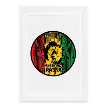 Roue chromatique Rasta Lion - Affiche encadrée (27 × 37 cm) - blanc - Devant