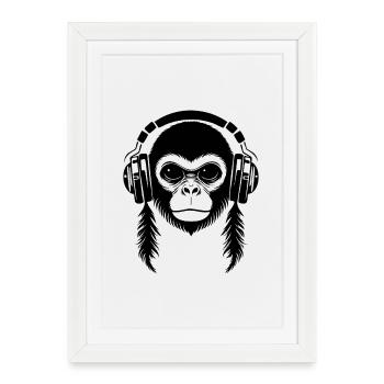 Flow Monkey Head Gentle Groove Edition Shirt - Framed poster (27 × 37 cm) - white - Front