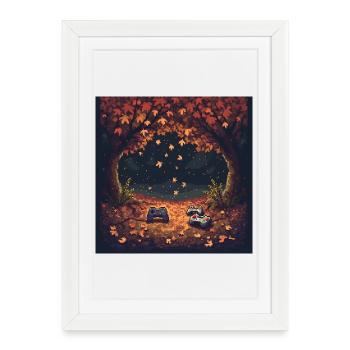 Pixel Autumn Leaves - Framed poster (27 × 37 cm) - white - Front
