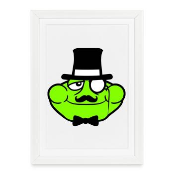 M. Grenouille Sir M. Rich Monocle Lunettes Chapeau haut de forme - Affiche encadrée (27 × 37 cm) - blanc - Devant