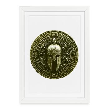 Casque Spartiate Mythologie Gladiateur - Affiche encadrée (27 × 37 cm) - blanc - Devant