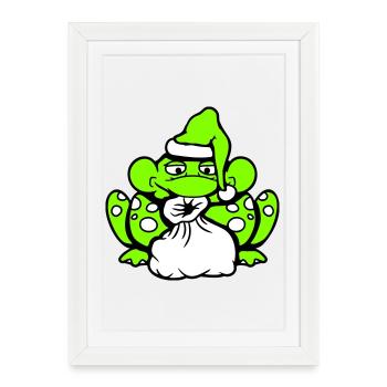 Frog Santa Claus Christmas Hat Gift - Framed poster (27 × 37 cm) - white - Front